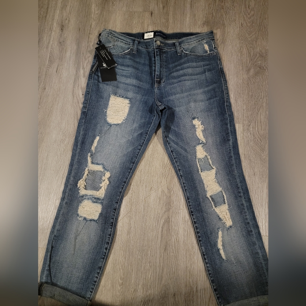Rock & Republic Blue Boyfriend Distressed Jeans